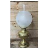 20' Victorian embossed brass oil lamp USA