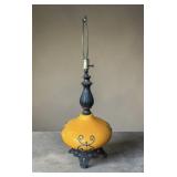 MCM burnt orange bulb metal base lamp works