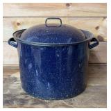 14' blue speckled granite ware canning pot