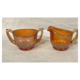 Vintage Carnival Glass Creamer & Sugar Set