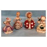 4 Porcelain Birthday Angles, Lefton, Napco