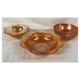 Carnival Glass Daisy Button, Footed Bowls