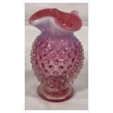 Fenton Cranberry Opalescent Hobnail Bud Vase