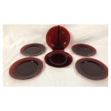 6 Royal Ruby Glass Salad Plates