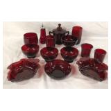 15pc Royal Ruby Glass Lot