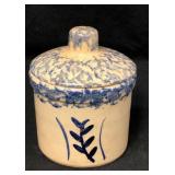 Roseville Pottery Spongeware Lidded Crock