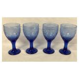 4 Vtg Cobalt Blue Stems Goblets