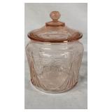 Pink Depression Glass Biquit Jar