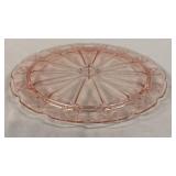 Pink Depression Glass Footed Cake Plate