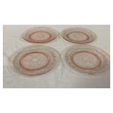 4 Pink Depression Glass Salad Plates