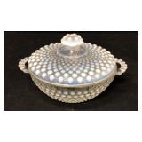 Hobnail Opalescent Glass Lidded Candy Dish