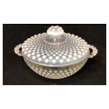 Hobnail Opalescent Glass Lidded Candy Dish