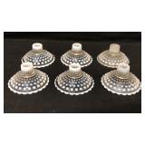 6 Hobnail Opalescent Glass Candlesticks