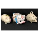 3 Vintage Piggy Banks