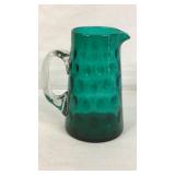 MC Thumbprint Aqua Green Glass Pitcher