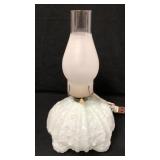 Antique Figural Milk Glass Base Oil Lamp