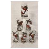 6 Vintage Pheasant Bird High Ball Glasses