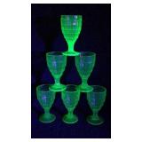 6 Uranium Green Glass Stems