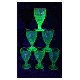 6 Uranium Green Glass Stems