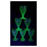 6 Uranium Green Glass Stems