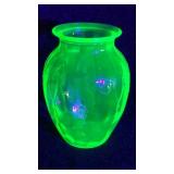 Uranium Green Glass "Cameo" Vase