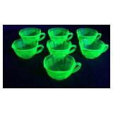 Uranium Green Glass " Princess" Cups