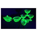 Uranium Green Glass "Cameo" "Princess"