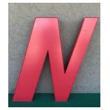 36" Vintage Bright Red Letter "N"