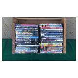 34 DVD Movies Lot in Wood Peaches Crate