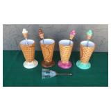 Ceramic Ice Cream Cone Parlor Set