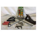 Tools Bailey Plane, Camp King Knife, Tire Iron