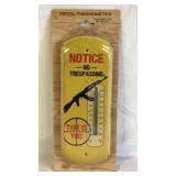 NEW No Trespassing Metal Thermometer