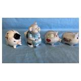 4 Vintage Porcelain Piggy Banks