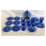 18pc Hazel Atlas Cobalt Blue Glass Lot