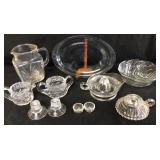 11pc Misc Glass Lot Pyrex, Finger Candlestick