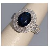 Oval 2.4ct Sapphire & Diamond Ring