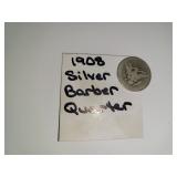 1908 Silver Barber Quarter