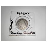 1893-O Silver Barber Quarter