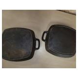 2 cast iron pans