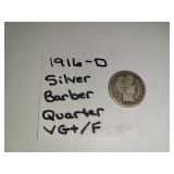 1916-D Silver Barber Quarter