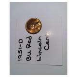 1951-D BU Red Lincoln Cent