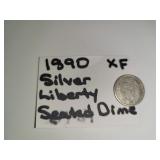 1890 Silver Liberty Seated Dime