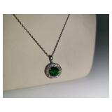 Round 1.50Ct Emerald & Diamond Necklace