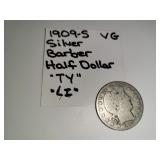 1909-S Silver Barber Half Dollar