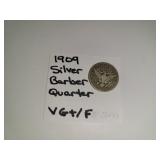 1909 Silver Barber Quarter