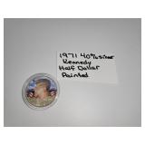 1971 40% Silver Kennedy Half Dollar Painted