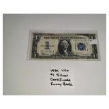 1934 VF+ $1 Silver Certificate - Funny Back