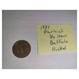 1937 Partial 3/4 Horn Buffalo Nickel