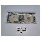 1963 $5 Red Seal VF