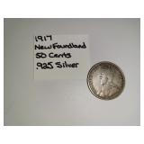 1917 New Foundland 50 Cents .925 Silver